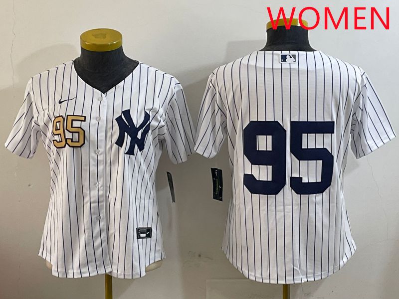 Women New York Yankees #95 No Name White Stripe Game 2025 Nike MLB Jersey style 7
